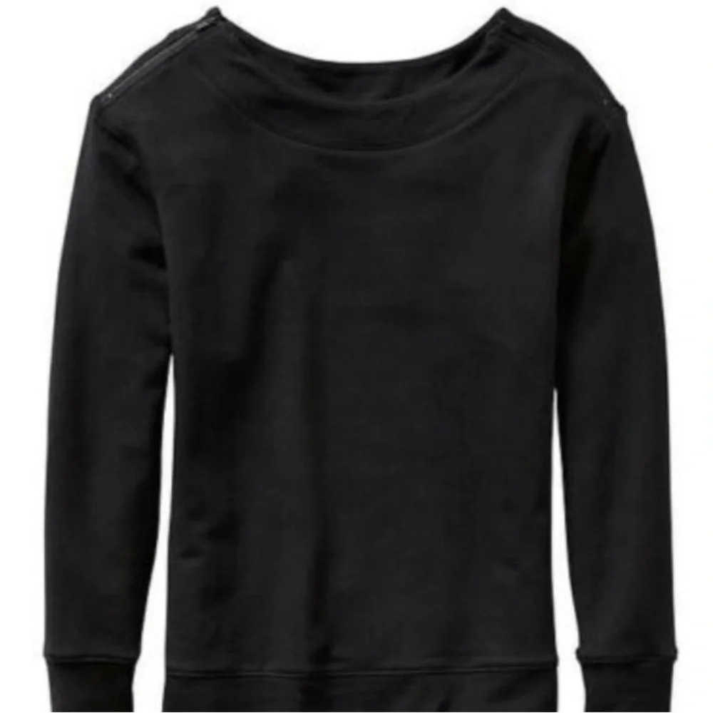 Athleta Black Boatneck Shoulder Zip Pullover Sweater Women’s Size Small